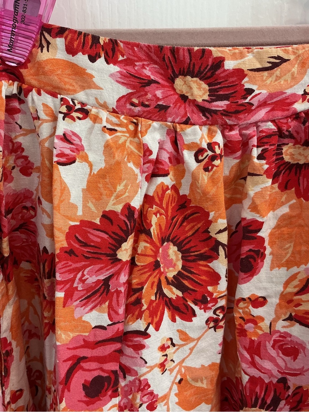 Japna Floral Circle Skirt in Red, Orange & Cream - Picture 3 of 6
